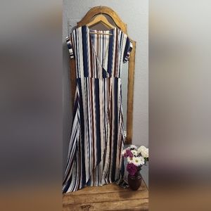Vintage s9ft cotton brown striped dress
